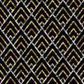 Art Deco Golden Sequin Seamless Pattern. Gatsby Luxury Retro Background