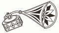 Art Deco gramophone, vintage music player, classic audio device, retro sound vector design Generative AI