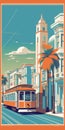 Retro Travel Poster: Tram In The City