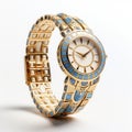 Art Deco Inspired Gold Watch With Blue Enamel Pieces