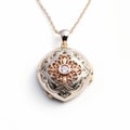 Art Deco Lace Locket With Pink Diamond Pendant