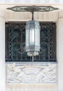 Art deco light, carving and grill