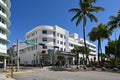 Art Deco Lincoln Theatre on Lincoln Road Mall in Miami Beach, Florida on clear cloudless morning.