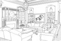 The Art Deco Living Room Interior Line Art Illustration Royalty Free Stock Photo