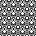 Art Deco motif in seamless pattern. Decorative fish scale texture Royalty Free Stock Photo