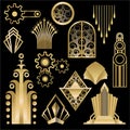 Art Deco , Art Nuevo geometric elements, frames triangles, circles. DIY set of frames. Great Gatsby, party golden frame .