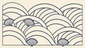 Art Deco Ocean Waves and Seashell Pattern Vector, vector design Generative AI Royalty Free Stock Photo