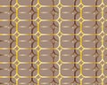 Art deco ornament metal mesh on brown background, seamless vector background. Gold and silver luxury geometric pattern for textile Royalty Free Stock Photo