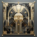 Art Deco patterns from the 20s and 30s, metallic gold, silver and black colors. Generated using a neural network. Royalty Free Stock Photo