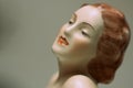 Art deco porcelain flapper girl statue portrait detail