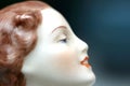 Art deco porcelain flapper girl statue portrait detail