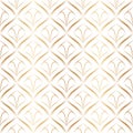 Art deco seamless pattern. Abstract geometric background with gold line. Thin fan tiles. Elegant fishnet. Graphic backdrop. Subtle Royalty Free Stock Photo