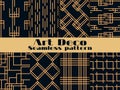 Art deco seamless pattern. Set retro backgrounds, gold and black color. Style 1920`s, 1930`s. Lines and geometric shapes Royalty Free Stock Photo