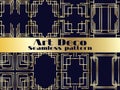 Art deco seamless pattern set. Vintage background with golden gradient. The style of the 1920s and 1930s. Vector
