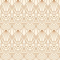 Art Deco Seamless Pattern in a Trendy Minimalist Linear Style. Vector Abstract Geometric background with Golden Shapes. Royalty Free Stock Photo