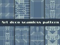 Art deco seamless patterns. Art deco geometric seamless pattern. Set retro backgrounds. Style 1920s, 1930s. Vector Royalty Free Stock Photo