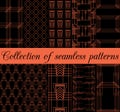 Art deco seamless patterns. Set of ten geometric backgrounds. Style 1920's, 1930's. Royalty Free Stock Photo