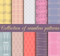 Art deco seamless patterns. Set of ten geometric backgrounds. Style 1920's, 1930's. Royalty Free Stock Photo