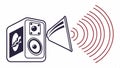 Art Deco speaker sound wave, vintage audio design, elegant music signal vector design Generative AI