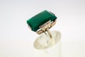 Art Deco Sterling Silver Ring Green Jade 1920's 1930's Royalty Free Stock Photo