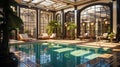 Art Deco style in the house with a pool, where the emphasis on stylized details