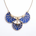 Art Deco Style Necklace With Blue And Gold Leaves