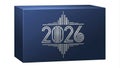 2026 Art Deco Style Silver Embossed Number on Dark Blue Rectangular Box Isolated on White Background Royalty Free Stock Photo