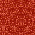Art deco sunset circles seamless pattern with dots in Japanese Style on dark background Royalty Free Stock Photo