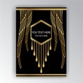 Art Deco template golden-black, A4 page, menu, card