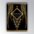 Art Deco template golden-black, A4 page, menu, card