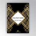 Art Deco template golden-black, A4 page, menu, card, invitation