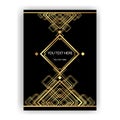 Art Deco template golden-black, A4 page, menu, card, invitation