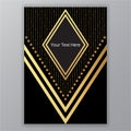 Art Deco template golden-black, A4 page, menu, card, invitation