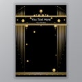 Art Deco template golden-black, A4 page,