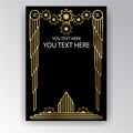 Art Deco template golden-black, A4 page, menu, card