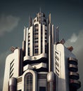 Art Deco Tower, Luxury Building, Ornate Skyscraper, Art Nouveau Architecture, Abstract Generative AI Illustration