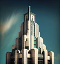 Art Deco Tower, Luxury Building, Ornate Skyscraper, Art Nouveau Architecture, Abstract Generative AI Illustration