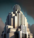 Art Deco Tower, Luxury Building, Ornate Skyscraper, Art Nouveau Architecture, Abstract Generative AI Illustration