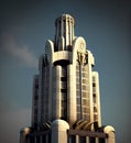 Art Deco Tower, Luxury Building, Ornate Skyscraper, Art Nouveau Architecture, Abstract Generative AI Illustration