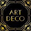 Art deco vintage frame or border. Luxury design isolated on black background. For logo, label, sign decoration vector