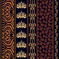 Art deco vintage silk wallpaper with ethnic motifs and bohemian elements. Royalty Free Stock Photo