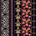 Art deco vintage silk wallpaper with ethnic motifs and bohemian elements. Royalty Free Stock Photo