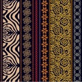 Art deco vintage silk wallpaper with ethnic motifs and bohemian elements. Royalty Free Stock Photo