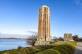 Art deco water tower at the Westeinder Plassen lake in Aalsmeer - Noord-Holland - The Netherlands Royalty Free Stock Photo