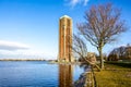 Art deco water tower at the Westeinder Plassen lake in Aalsmeer - Noord-Holland - The Netherlands Royalty Free Stock Photo