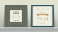 Art Deco Wedding Invitation Card in Gold and Blue