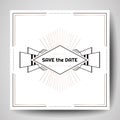 Art deco Wedding Invitation, Luxury Save the Date card with gold geometric frame. trendy cover, graphic poster