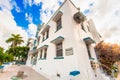 Art deco white apartment building at corner in Miami beach Royalty Free Stock Photo