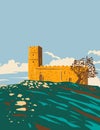 St Michael De Rupe Brentor Church in Dartmoor National Park Devon England United Kingdom UK Art Deco WPA Poster Art