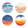 art design abstract waves color paint textures round icons set